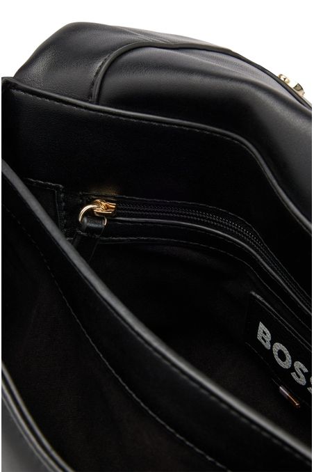 BOLSO BANDOLERA GUATEADO CON DETALLE METÁLICO DE MONOGRAMA DOUBLE B MUJER