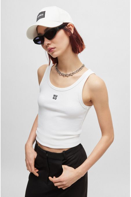 GORRA DE SARGA DE ALGODÓN CON ETIQUETA CON LOGO MUJER