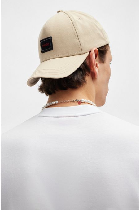 GORRA DE SARGA DE ALGODÓN CON PARCHE DE LOGO HOMBRE