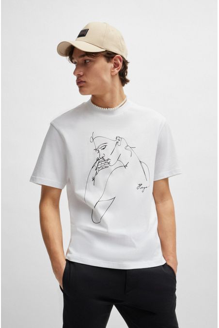 GORRA DE SARGA DE ALGODÓN CON PARCHE DE LOGO HOMBRE