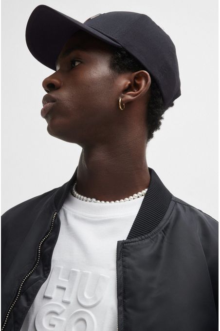 GORRA DE SARGA DE ALGODÓN CON PARCHE DE LOGO HOMBRE