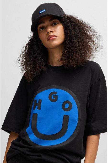 GORRA DE SARGA DE ALGODÓN CON PARCHE DE LOGO MUJER