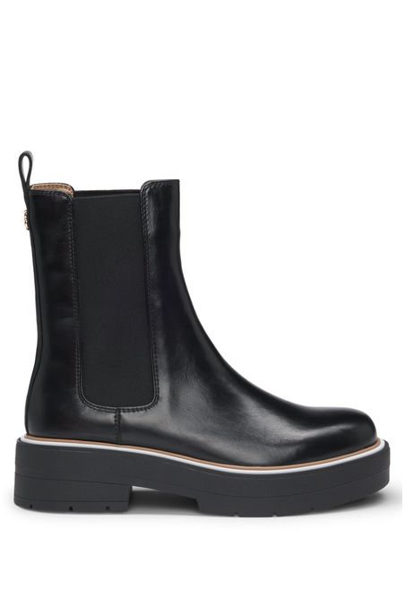 BOTINES CHELSEA DE PIEL CON MONOGRAMA DOUBLE B MUJER