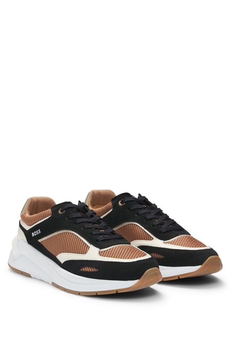 ZAPATILLAS EN MEZCLA DE MATERIALES CON ANTE Y MALLA MUJER