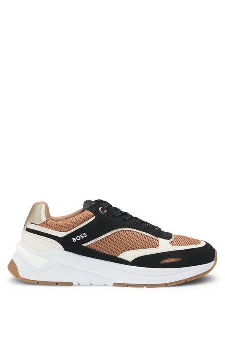 ZAPATILLAS EN MEZCLA DE MATERIALES CON ANTE Y MALLA MUJER