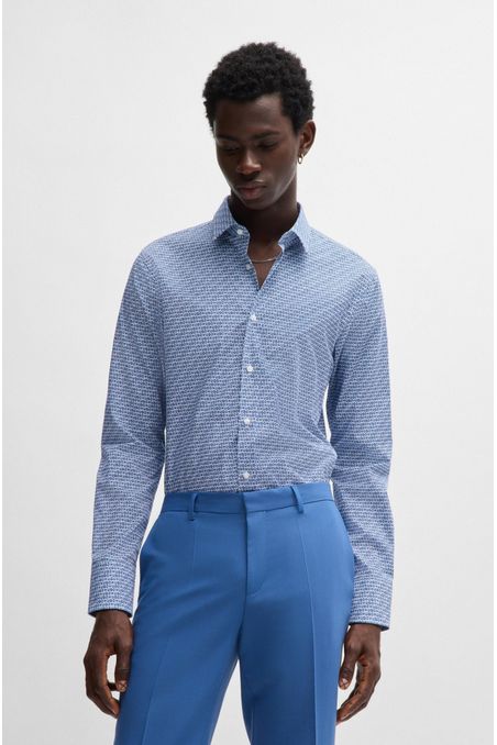 CAMISA EXTRA SLIM FIT EN POPELÍN DE ALGODÓN ESTAMPADO HOMBRE