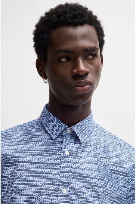 CAMISA EXTRA SLIM FIT EN POPELÍN DE ALGODÓN ESTAMPADO HOMBRE