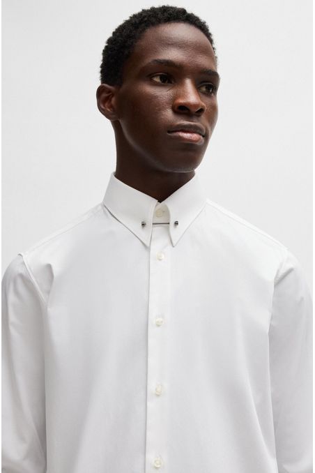 CAMISA MODERN FIT DE RASO DE ALGODÓN ELÁSTICO HOMBRE