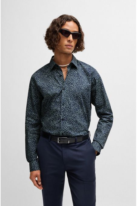 CAMISA MODERN FIT EN POPELÍN DE ALGODÓN ESTAMPADO HOMBRE