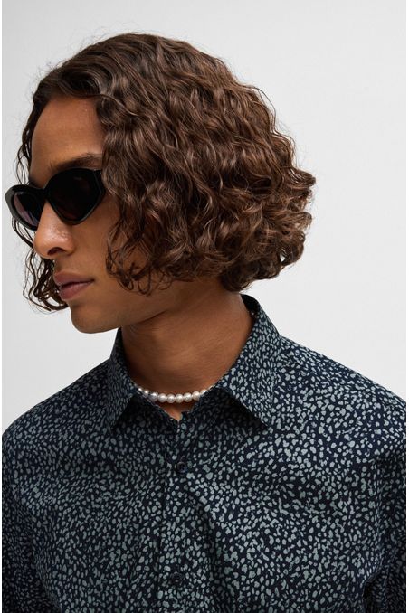 CAMISA MODERN FIT EN POPELÍN DE ALGODÓN ESTAMPADO HOMBRE