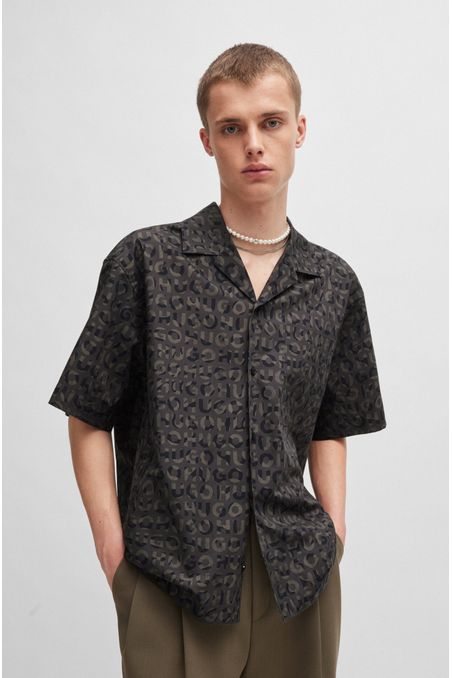 CAMISA OVERSIZE FIT DE POPELÍN DE ALGODÓN CON LOGO ESTAMPADO HOMBRE