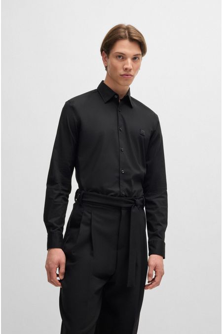 CAMISA SLIM FIT DE ALGODÓN ELÁSTICO CON LOGO HOMBRE