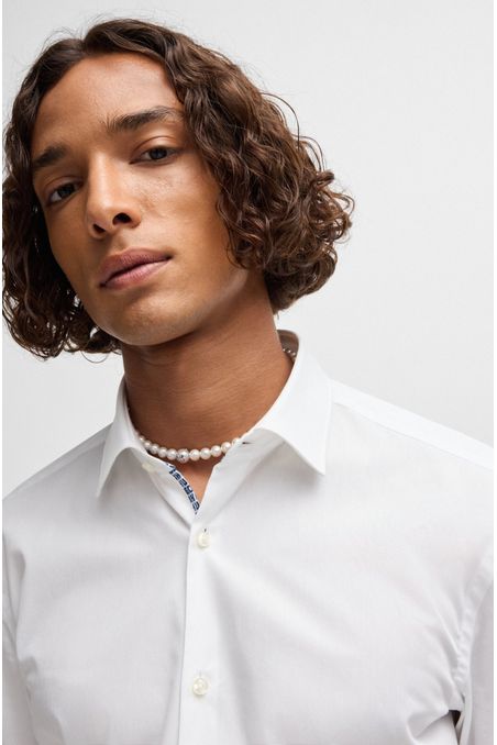 CAMISA SLIM FIT EN POPELÍN DE ALGODÓN DE PLANCHADO FÁCIL HOMBRE
