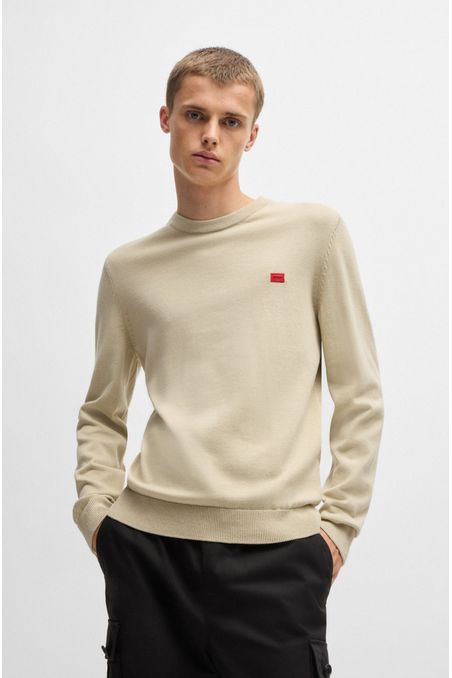CHOMPA REGULAR FIT DE ALGODÓN CON ETIQUETA CON LOGO HOMBRE