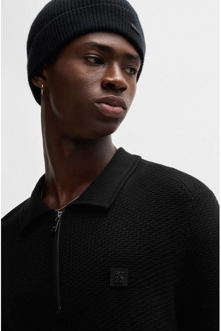 CHOMPA REGULAR FIT ESTILO POLO CON CREMALLERA Y LOGO HOMBRE