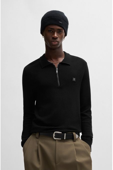 CHOMPA REGULAR FIT ESTILO POLO CON CREMALLERA Y LOGO HOMBRE