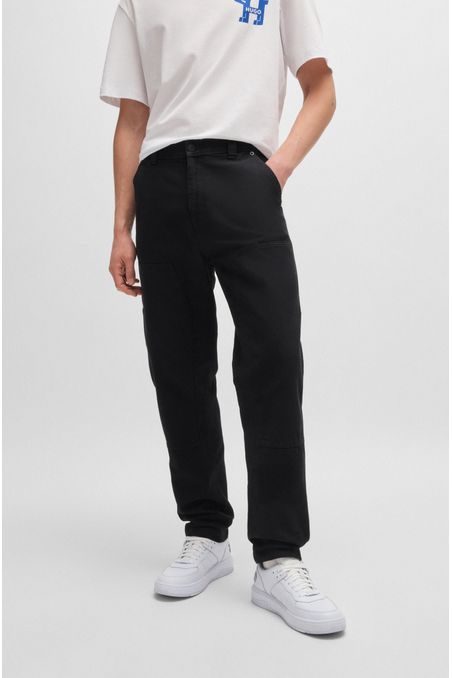 PANTALONES CASUALES TAPERED FIT EN LONA DE ALGODÓN HOMBRE