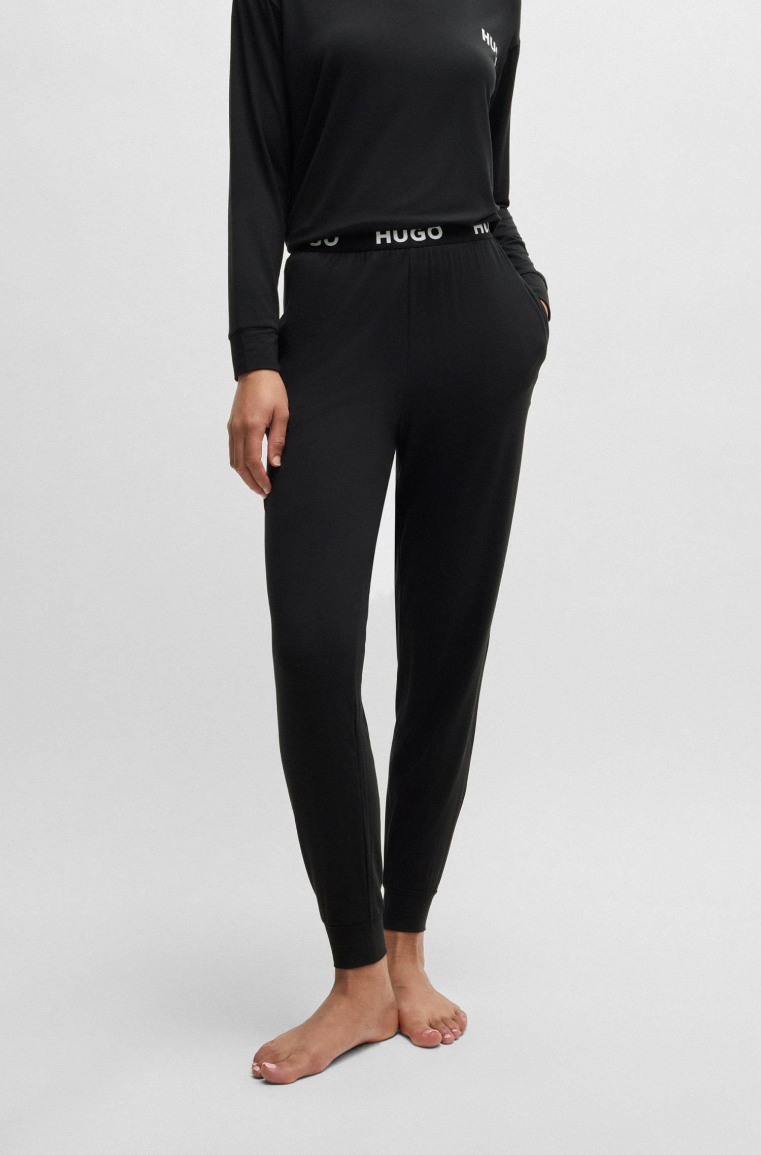 PANTALONES DE PIJAMA DE PUNTO ELÁSTICO CON LOGOS MUJER