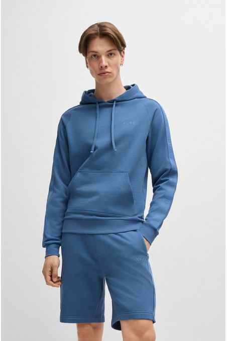 POLERA DE PIJAMA CON CAPUCHA REGULAR FIT DE FELPA DE ALGODÓN CON LOGOS HOMBRE