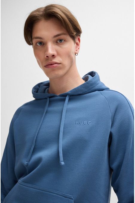 POLERA DE PIJAMA CON CAPUCHA REGULAR FIT DE FELPA DE ALGODÓN CON LOGOS HOMBRE