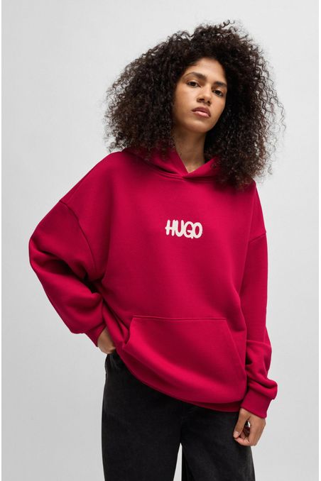 POLERA LOOSE FIT CON CAPUCHA EN FELPA DE ALGODÓN CON LOGO HOMBRE