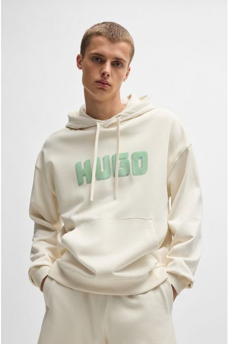 POLERA RELAXED FIT CON CAPUCHA DE ALGODÓN CON LOGO ESTAMPADO HOMBRE
