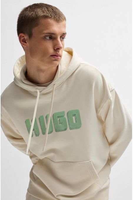 POLERA RELAXED FIT CON CAPUCHA DE ALGODÓN CON LOGO ESTAMPADO HOMBRE