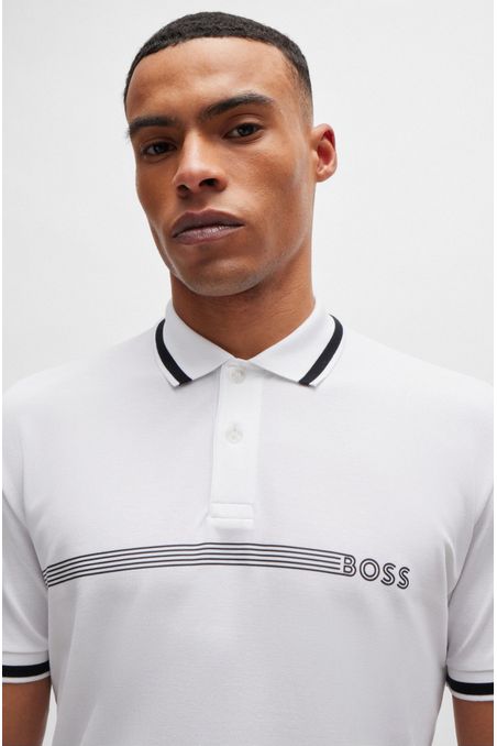 POLO PIQUÉ REGULAR FIT DE ALGODÓN CON RAYAS Y LOGO HOMBRE
