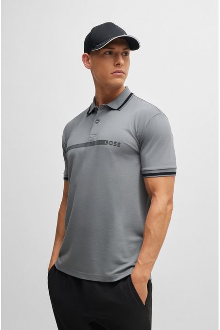 POLO PIQUÉ REGULAR FIT DE ALGODÓN CON RAYAS Y LOGO HOMBRE