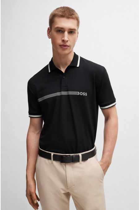 POLO PIQUÉ REGULAR FIT DE ALGODÓN CON RAYAS Y LOGO HOMBRE