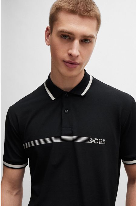 POLO PIQUÉ REGULAR FIT DE ALGODÓN CON RAYAS Y LOGO HOMBRE