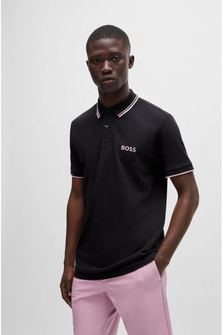 POLO PIQUÉ REGULAR FIT DE MEZCLA DE ALGODÓN CON LOGOS HOMBRE