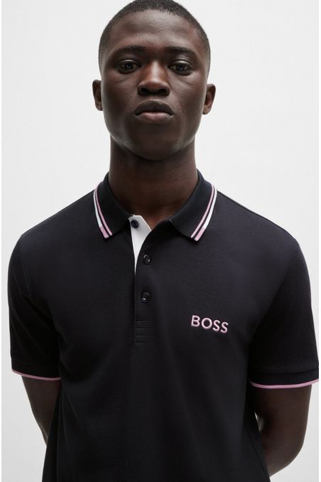POLO PIQUÉ REGULAR FIT DE MEZCLA DE ALGODÓN CON LOGOS HOMBRE