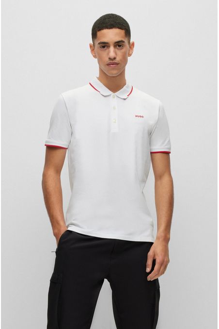 POLO PIQUÉ SLIM FIT DE ALGODÓN ELÁSTICO CON LOGO HOMBRE