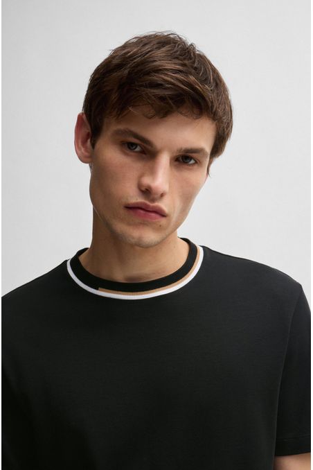 POLO REGULAR FIT DE ALGODÓN CON BLOQUES DE COLOR EN EL CUELLO HOMBRE