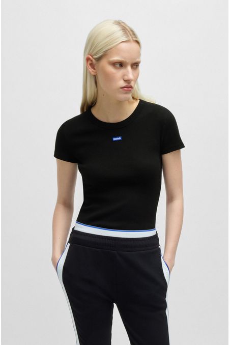 POLO SLIM FIT DE ALGODÓN ELÁSTICO CON INSIGNIA DE LOGO MUJER
