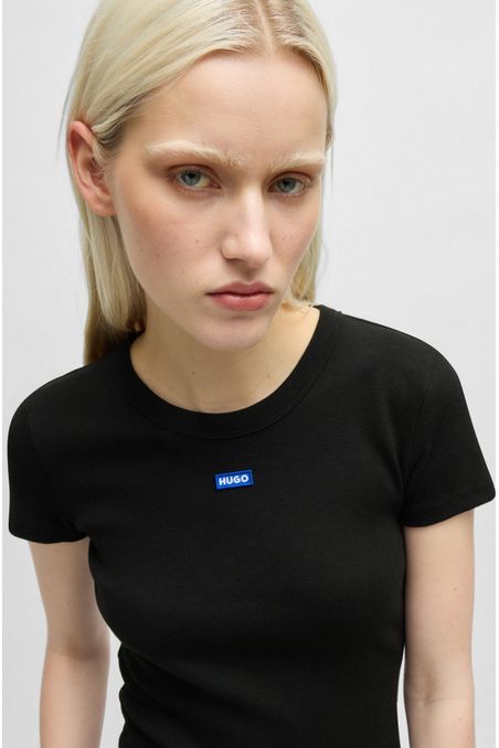 POLO SLIM FIT DE ALGODÓN ELÁSTICO CON INSIGNIA DE LOGO MUJER
