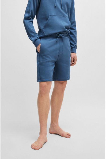 SHORTS DE PIJAMA DE FELPA DE ALGODÓN CON CINTA DE LOGOS EN LAS COSTURAS LATERALES HOMBRE