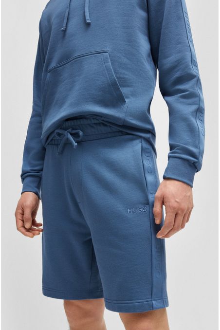 SHORTS DE PIJAMA DE FELPA DE ALGODÓN CON CINTA DE LOGOS EN LAS COSTURAS LATERALES HOMBRE