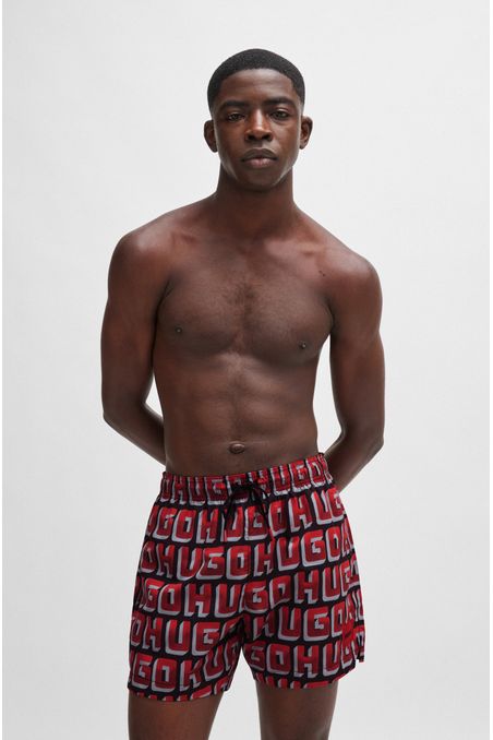 TRAJE DE BAÑO TIPO SHORTS DE SECADO RÁPIDO CON LOGO ESTAMPADO HOMBRE