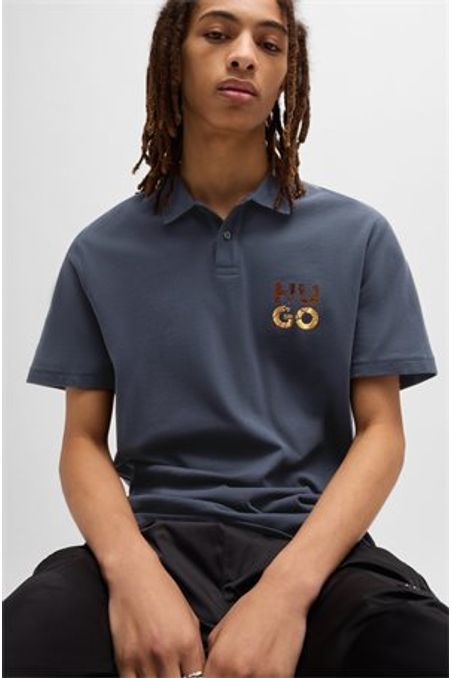 POLO PIQUÉ DE ALGODÓN REGULAR FIT CON ESTAMPADO GRÁFICO HOMBRE
