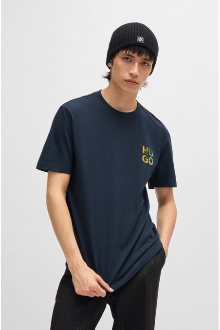 POLO REGULAR FIT DE PUNTO DE ALGODÓN CON LOGO ESTAMPADO HOMBRE