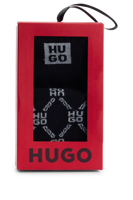 PAQUETE DE DOS PARES DE MEDIAS DE LARGO MEDIO CON LOGOS BRILLANTES HOMBRE Negro 50524851001