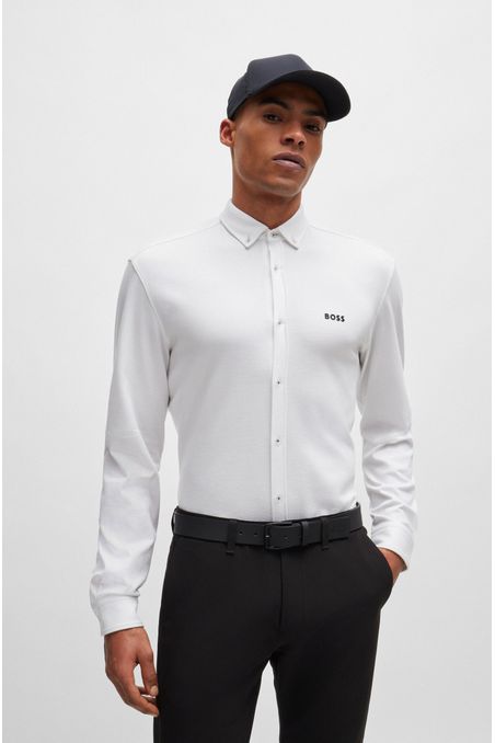 CAMISA REGULAR FIT DE PUNTO DE ALGODÓN RESISTENTE A LAS ARRUGAS HOMBRE