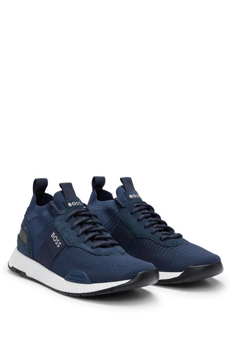 ZAPATILLAS DE PUNTO CON DETALLES DE LA MARCA Y RIBETES HOMBRE