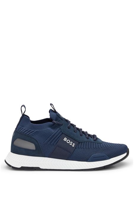 ZAPATILLAS DE PUNTO CON DETALLES DE LA MARCA Y RIBETES HOMBRE