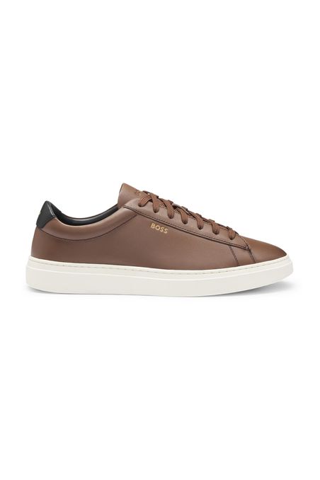 ZAPATILLA DE PIEL ITALIANA CON LOGO DESTACADO HOMBRE