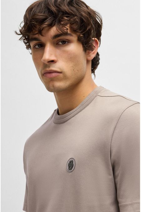 POLERA DE ALGODÓN PIQUÉ CON MONOGRAMA GRABADO HOMBRE