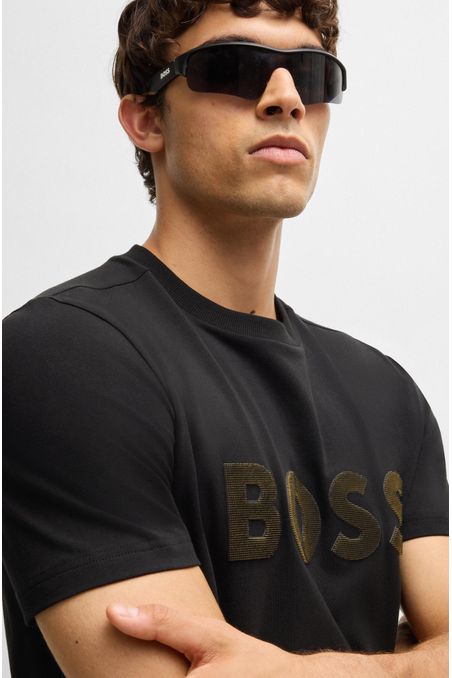 POLERA DE ALGODÓN PIQUÉ CON LOGO DESTACADO HOMBRE