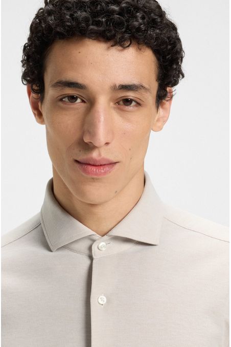 CAMISA SLIM FIT EN PUNTO PIQUÉ DE ALGODÓN CAMISA SLIM FIT HOMBRE